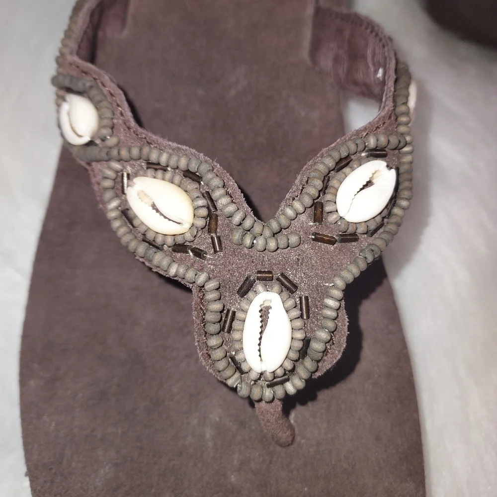 Yellow Box Aloha beaded leather Flip Flops - Picture 3 of 6